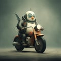 Cute Penguin Riding A Motorcycle: Vray Tracing And Expressive Character Design