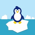 Penguin on the ice. Concept for preschool activity for children, card for kids