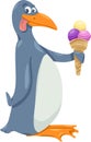 Penguin with ice cream cartoon