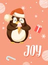 Penguin with Ice Cream, Christmas Holiday and Joy
