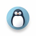 Minimalistic 2d Penguin Icon With Soft Color Blending