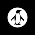 Penguin icon flat illustration for graphic and web design isolated on black background Royalty Free Stock Photo