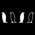 Penguin icon set white color illustration flat style simple image
