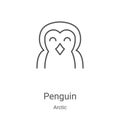 penguin icon vector from arctic collection. Thin line penguin outline icon vector illustration. Linear symbol for use on web and
