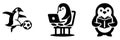 Penguin Icons - Sports, Technology, and Reading Royalty Free Stock Photo