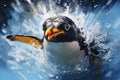 Penguin image created with splashing water theme Royalty Free Stock Photo