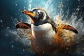 Penguin image rendered in colorful splashing water Royalty Free Stock Photo