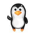 Penguin isolated on white background. Cute baby penguin waving hand. Cartoon penguin icon. Royalty Free Stock Photo