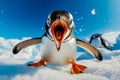 A small penguin with its mouth open in the snow Royalty Free Stock Photo