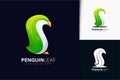 Penguin leaf nature logo with gradient