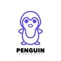 Penguin line art blue