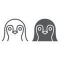 Penguin line and glyph icon, animal and zoo, bird