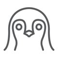 Penguin line icon, animal and zoo, bird sign