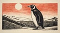 Penguin Lino Print Inspired By David Welker And Jack Hughes