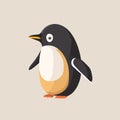 Penguin logo mascot in flat cartoon style vector. Cold winter Antarctic bird