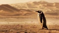 Penguin lost in the desert Royalty Free Stock Photo