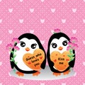 Penguin love card seamless pattern Royalty Free Stock Photo