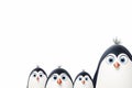 Penguin Love Cartoon Illustration on White Background with Heart Symbol and Snow