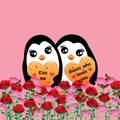 Penguin lover flower field