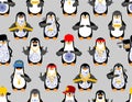 Penguin mafia gang Gangsta pattern seamless. Angry seabird bully member of gang of street criminals. Tattoos and weapons, gold Royalty Free Stock Photo