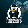 Penguin mascot logo design vector with modern illustration concept style for badge, emblem and tshirt printing. angry penguins