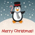 Penguin Merry Christmas Card Royalty Free Stock Photo