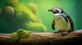 Green Background Penguin: Free Nature Scenery Photoart