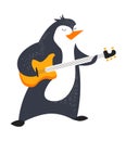 Penguin playing guitar and animal with music instrument