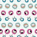 Penguin Polar Bear Bunny Rabbit Scarf Circle Christmas Seamless Pattern