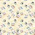 Penguin Polar Bear Bunny Rabbit Scarf Snowflake Christmas Seamless Pattern