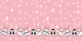 Penguin Polar Bear Bunny Rabbit Scarf Snowflake Christmas Tree Frame Border Seamless Pattern