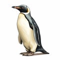 Detailed Shading Penguin Illustration On White Background