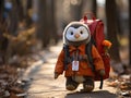 Penguin postman delivers mail with satchel