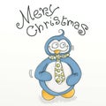 Merry christmas penguin with pua tie Royalty Free Stock Photo