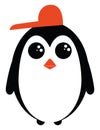 Cute little penguin in a red hat vector or color illustration Royalty Free Stock Photo