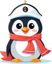 Penguin sailor character in cartoon style