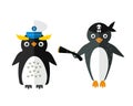 Penguin sailor pirate vector animal character illustration.