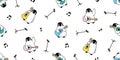 Penguin Seamless pattern guitar vector music bass musician ukulele bird cartoon scarf isolated tile background repeat wallpaper il