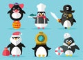 Penguin set vector illustration