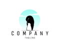 penguin silhouette logo with mother and child view isolated white background. Royalty Free Stock Photo