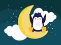 penguin sitting moon