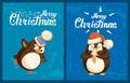Penguin on Skates and with Ice Cream Greeting Card