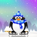 Penguin skating on ice