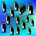 Penguin sketch seamless pattern. Hand drawn illustration.