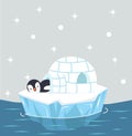 Penguin sleep in Igloo ice house Royalty Free Stock Photo