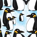 Penguin snow seamless pattern