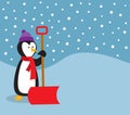 Penguin With Snow Shovel