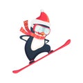 Penguin snowboarder at jump Royalty Free Stock Photo