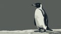 Emperor Penguin Standing on Ice, Monochrome Arctic Wildlife Portrait Royalty Free Stock Photo