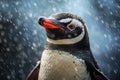 Penguin Standing in Snow with Red Beak Royalty Free Stock Photo